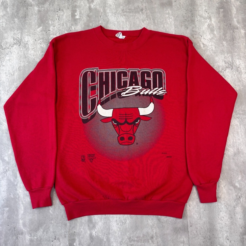 Vintage Chicago Bulls Sweatshirt Mens L Red NBA Competitor Made USA 90s Crewneck